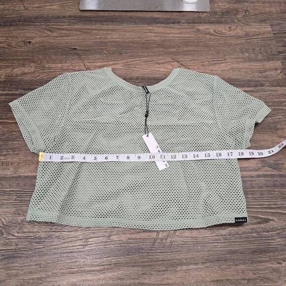 Koral Terrain Open Mesh Crop Top Small NWT • Green Sage Breathable  Active Tee - Picture 7 of 9